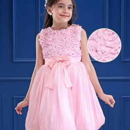 Mark & Mia Sleeveless Party Dress With Floral & Bow Applique - Pink-image-0