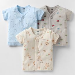 Pink Rabbit Single Jersey Knit Half Sleeves Animal & Vehicles Printed Jhablas Pack Of 4 - Light Blue Grey & Yellow-26