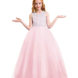 Tilism Net Sleeveless Floral Mesh Detailed Maxi Gown - Baby Pink-picture-41
