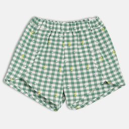 MINI KLUB Cotton Woven Checked Shorts - Green-image-1