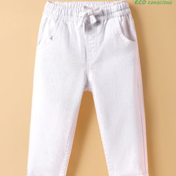 Babyoye Cotton Blend Woven Full Length Washed Denim Jeans with Stretch - White-image-26