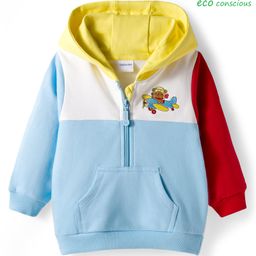 Babyoye 100% Cotton Knit Full Sleeves Hooded Sweatshirt With Kangaroo Pockets & Cut & Sew Design - Multicolor-picture-39