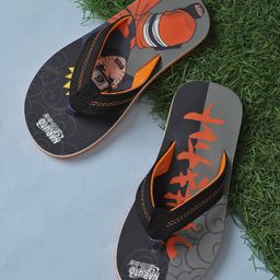 Kidsville Naruto Featuring Character Designed Flip Flops - Black & Orange-picture-1