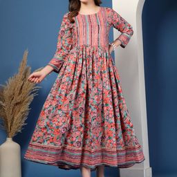Pristyle Women Floral Printed Fit & Flare Midi Dress-image-57