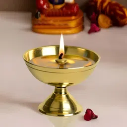 StyleMyWay Gold-Toned Intricate Design Pooja Diya-image-63