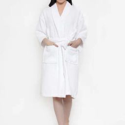 Trident Bliss White 350 GSM Women Bathrobe-image-5
