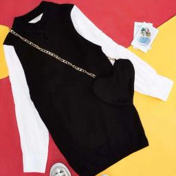 Pantaloons Junior Black & White Regular Fit Full Sleeves Sweater-image-71