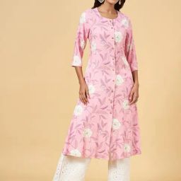 Rangmanch by Pantaloons Pink Printed A Line Kurta-image-98