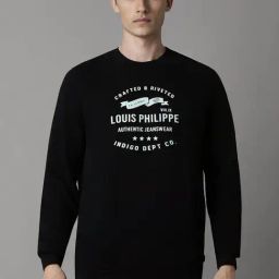 Louis Philippe Black Cotton Regular Fit Printed Sweatshirt-picture-15