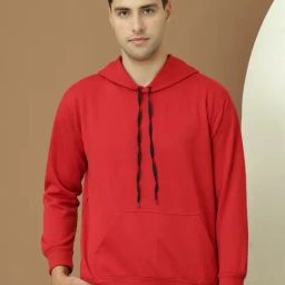 Vimal Jonney Maroon Fleece Regular Fit Solid Hooded Sweatshirt-picture-19
