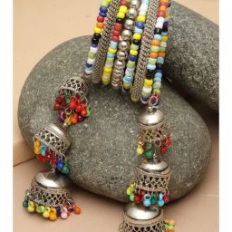 Panash Beaded Silver Bangles Set of 7-10