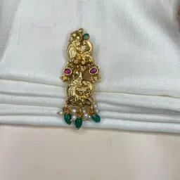 Abdesigns Antique Double Peacock Style Kemp Stone Saree Pin-picture-14