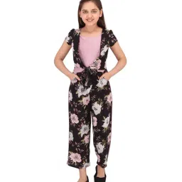 Cutecumber Kids Floral Print Black & Pink Jumpsuit-image-65