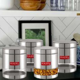 HAZEL Transparent Stainless Steel Kitchen Storage Jars (1000 ml) - Set of 4-picture-37