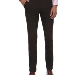 Van Heusen Dark Brown Slim Fit Flat Front Trousers-image-75