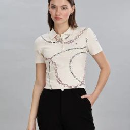 Tommy Hilfiger Beige Organic Cotton Printed Polo T-Shirt-picture-41
