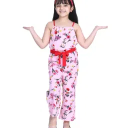 StyleStone Kids Pink Printed Jumpsuit with Belt-image-40
