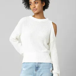 Only White Self Design Pullover-picture-10