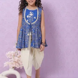 biba girls Biba Kids Blue & White Printed Top with Dhoti-picture-40