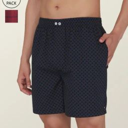 XYXX Navy & Maroon Cotton Relaxed Fit Checks Boxers - Pack Of 2-image-74