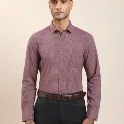 Turtle Brown Cotton Modal Slim Fit Printed Formal Shirt-picture-47