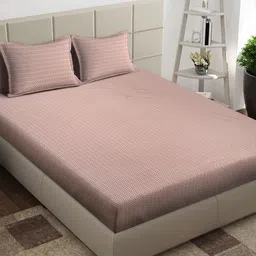 Aura Red & Cream-Coloured Geometric Printed 300 TC Double King Bedsheet Set-2.5 m x 2.15 m-2