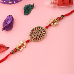 Voylla Red Om Pearl Enameled Rakhi-20
