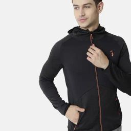 Campus Sutra Black Regular Fit Hooded Jacket-48