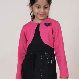Kiddopanti Girls Pink Embellished Full Sleeves Shrug-picture-15