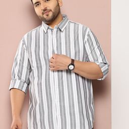 Sztori Men Plus Size Classic Striped Pure Cotton Casual Shirt-image-57