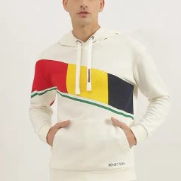 United Colors of Benetton White Boxy fit Colorblock Sweatshirts-image-97