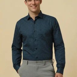 Allen Solly Navy Cotton Slim Fit Printed Shirt-image-98