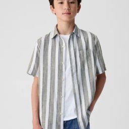 GAP Boys Green Striped Shirt-image-92
