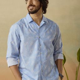 Andamen Men Premium Relaxed Fit Abstract Printed Cuban Collar Cotton Casual Shirt-image-55
