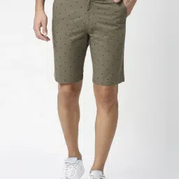 Dragon Hill Olive Green Slim Fit Printed Shorts-picture-11