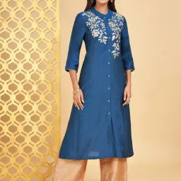 Rangmanch By Pantaloons Blue Embellished A Line Kurta-image-18
