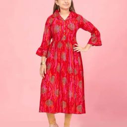 Aarika Kids Red & Pink Cotton Printed Kurti-image-76