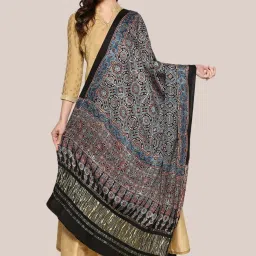 Dupatta Bazaar Black Printed Dupatta image 1