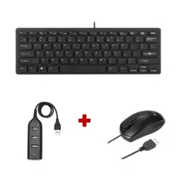 ENTER Typist Mini Wired Keyboard & Cursor Wired Optical Mouse Combo Set (Black) image 1