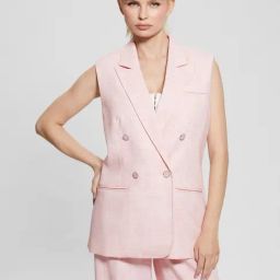 Guess Pink Polyester Solid Blazer-image-42