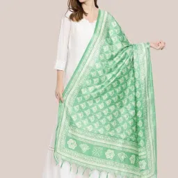 Dupatta Bazaar Light Green Printed Dupatta image 1