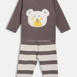 Miniklub Boys Grey Knitted Regular Fit Embroidered Top and Bottom-picture-15
