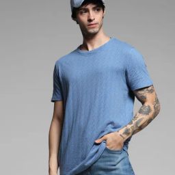 Jack & Jones Blue Cotton Regular fit Solid T-Shirts-image-103