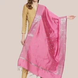 Dupatta Bazaar Onion Pink Woven Pattern Dupatta image 1