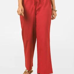 Fabindia Red Regular Fit Mid Rise Pants-image-98
