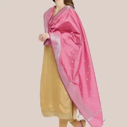 Dupatta Bazaar Onion Pink Woven Pattern Dupatta image 3