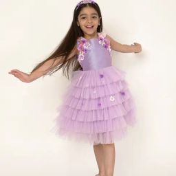 A Little Fable Girls Lavender Applique Dress-image-46