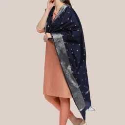Dupatta Bazaar Navy Blue Woven Pattern Dupatta image 3