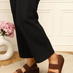 Truffle Collection Women's Coffee Brown Sling Back Wedges-48
