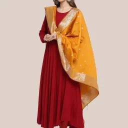 Dupatta Bazaar Mustard Woven Pattern Dupatta image 3